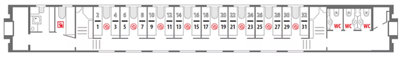 Схема вагона стандартного купе 1 этаж
