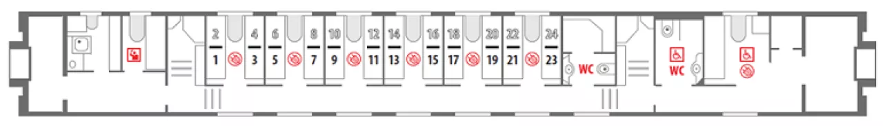 Схема штабного вагона 1 этаж