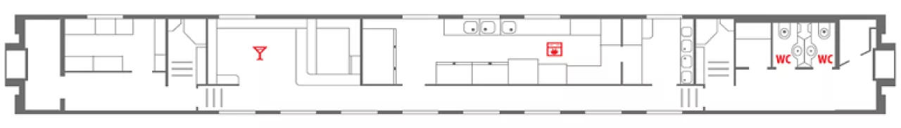 Схема вагона-ресторана 1 этаж