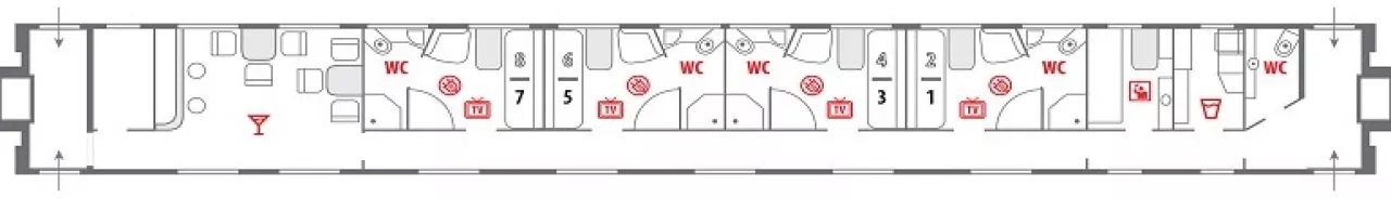 Схема вагона класса «Люкс»