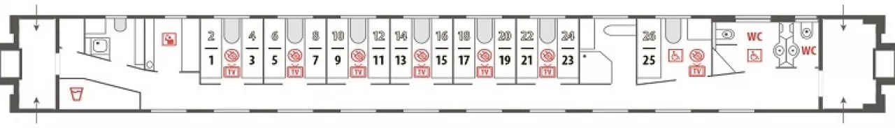 Схема штабного вагона с купе для инвалидов